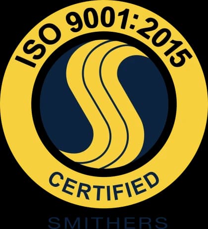 ISO 9001:2015 certified by Smithers
