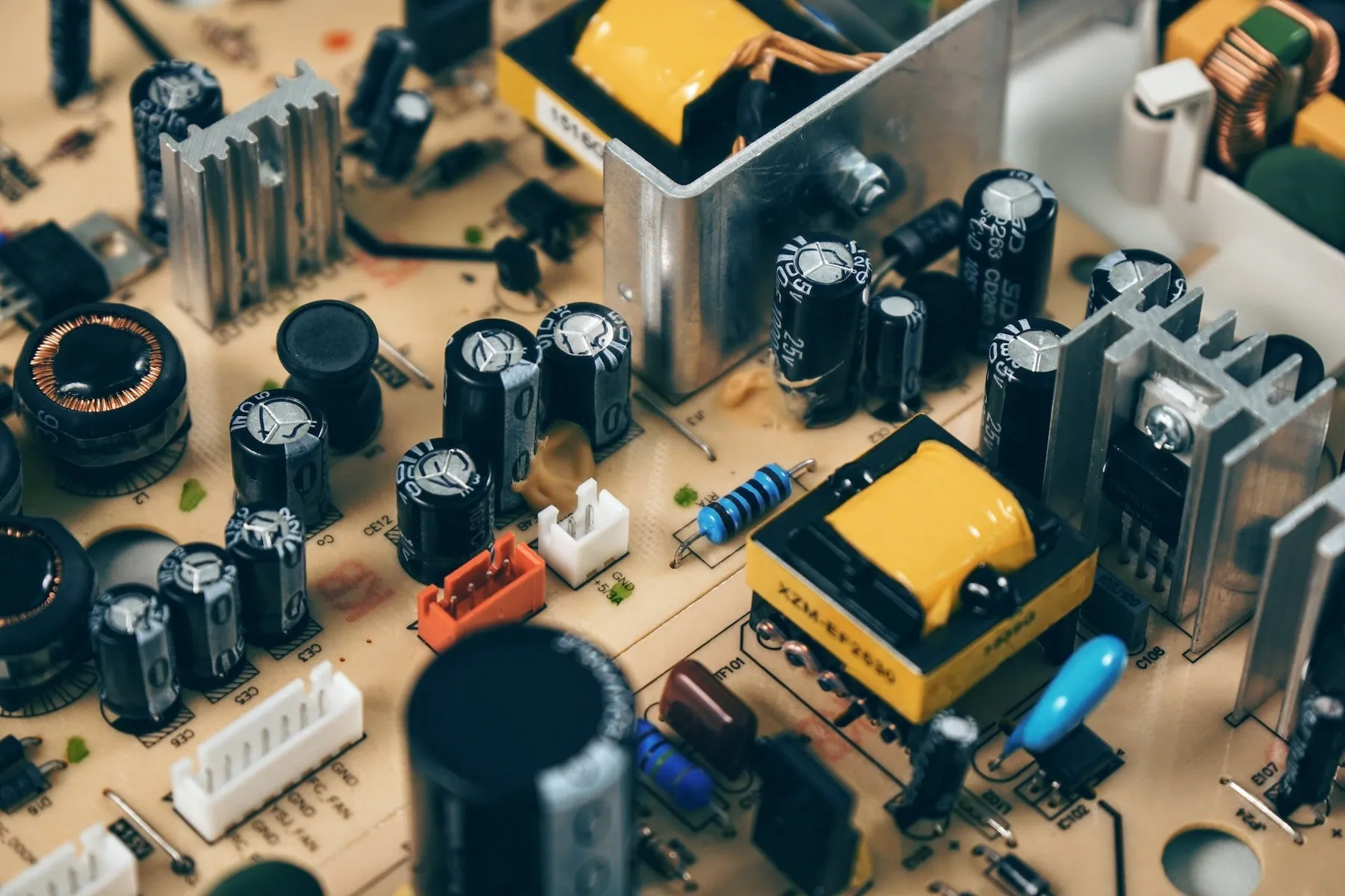 Circuit board with capacitors and transformers