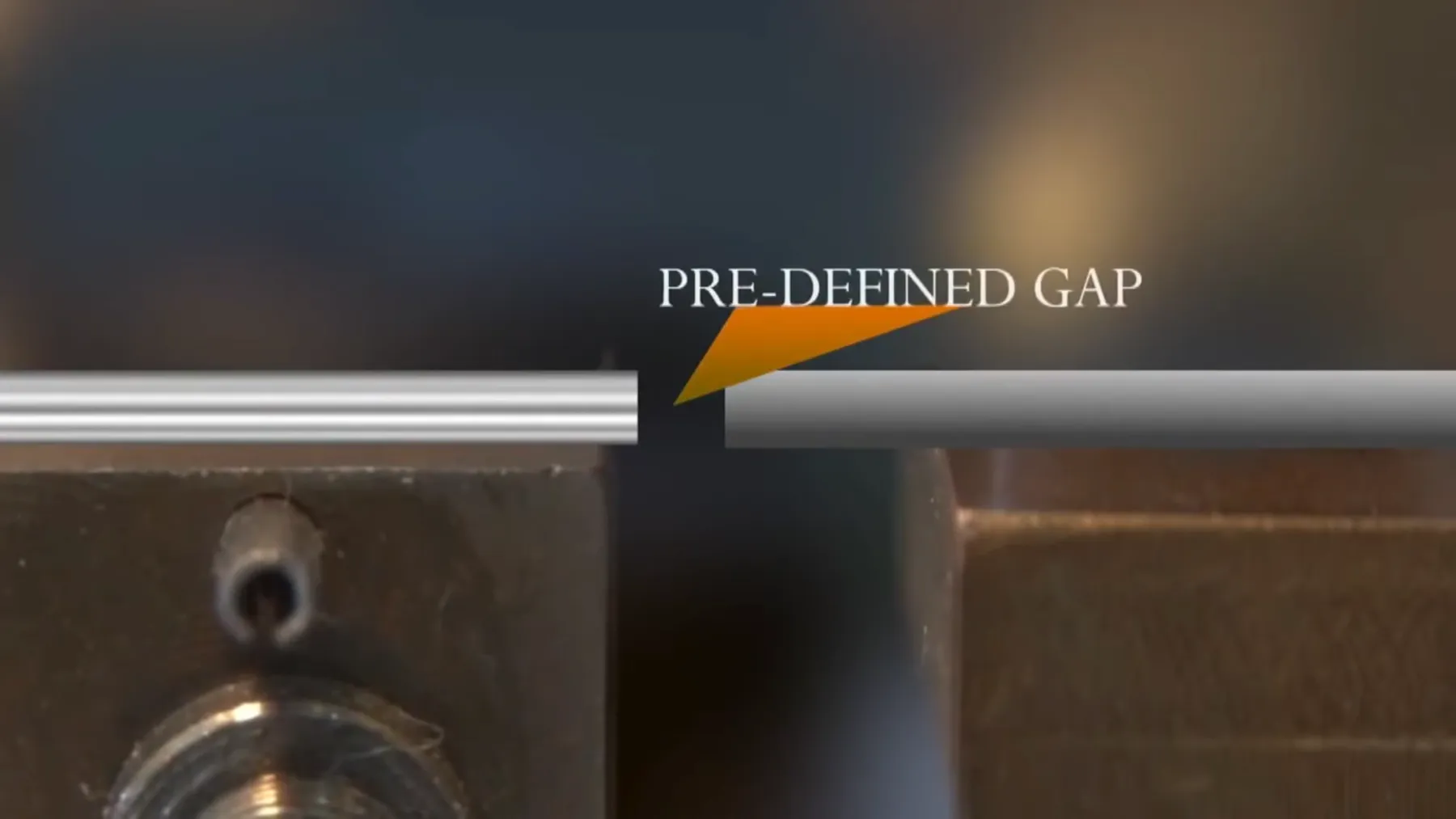 Animation frame of two rods with the label Pre-defined gap