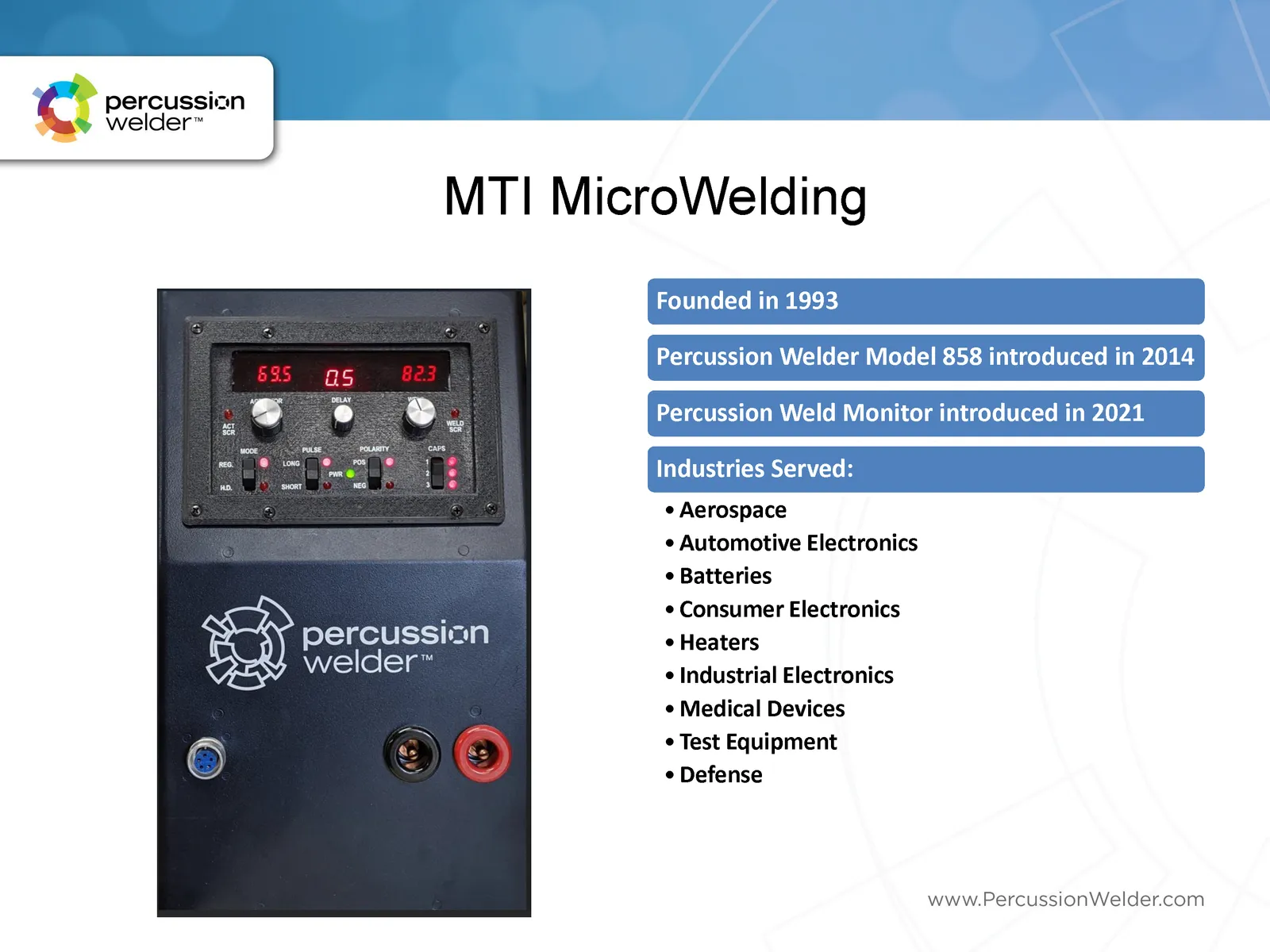 Products — Percussion Weld Monitor